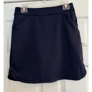 Peter Millar 18” Skort Sz XS Petal Hem Navy Blue Golf Tennis Skirt PullOn UPF50+